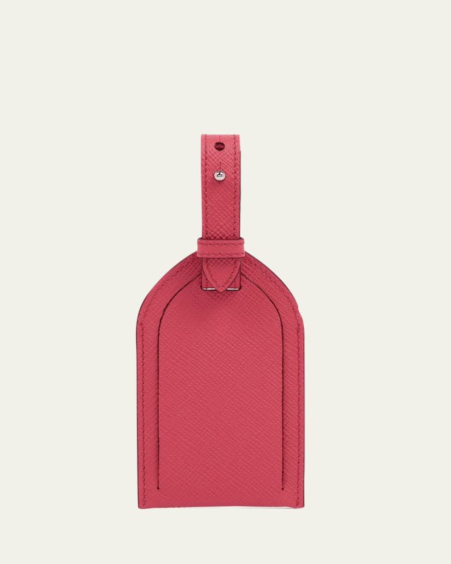Raspberry Leather Luggage Tag